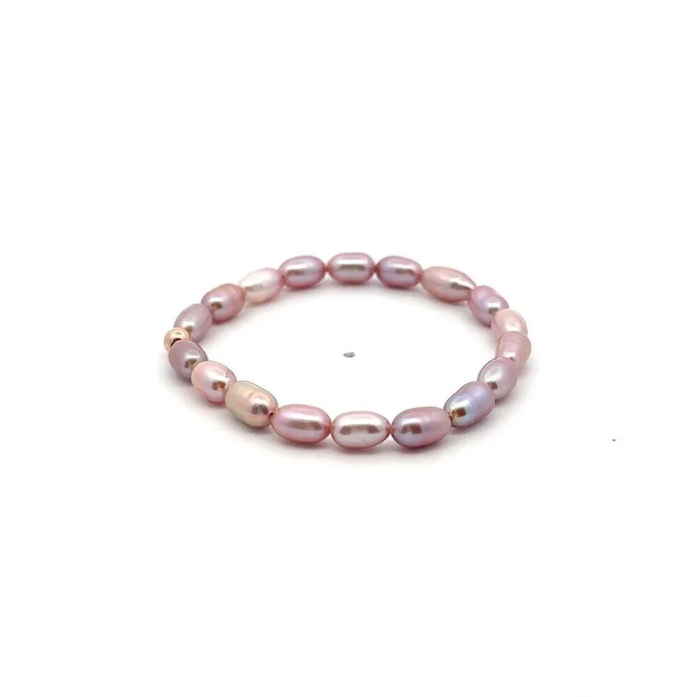 Natural Freshwater Rice Pearl Purple 18K Rose Gold Charm Bead - Picture 3 of 6